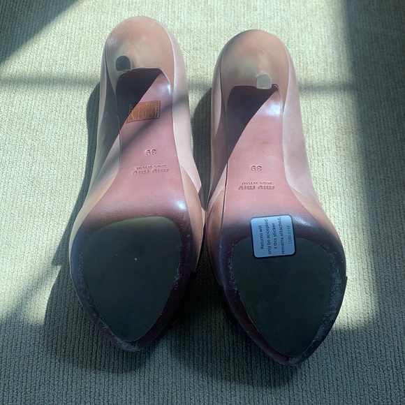 Miu Miu Platform Bow Nude Pump Heel in Leather - Picture 8 of 10